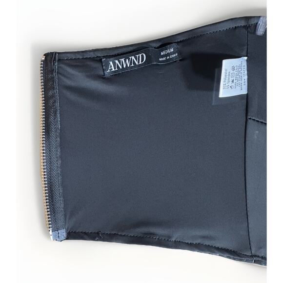 ANWND Faux Leather Bustier Crop Top Black Zip Back Strapless Corset Style Size M - Picture 5 of 7